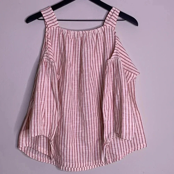 Madewell Cold-Shoulder Top in Red Stripe Size Small - Picture 3 of 7